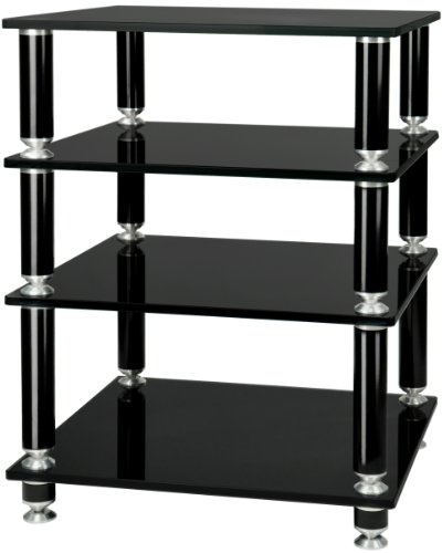 Norstone Stabbl Stand Mobile Hi-Fi, 4 Ripiani, Nero