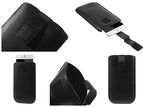 DFVmobile - Fodral väska skyddsfodral i konstläder med ryckband och kardborrband för fnac phablet 2 5 fhd – svart