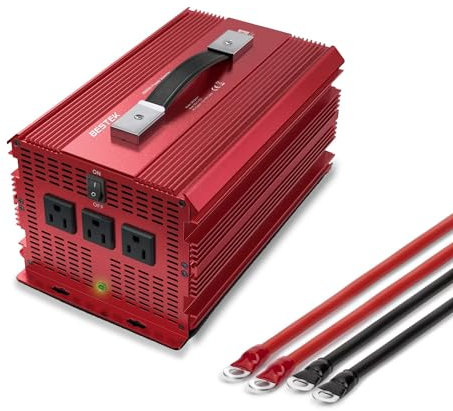 BESTEK 2000W Power Inverter 3 AC Outlets DC 12V to 110V AC Car Power Inverter for Camping Outdoor Power Supply ETL Listed