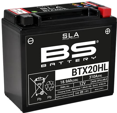 BS Battery 300768 btx20hl AGM SLA Batería de moto, color negro