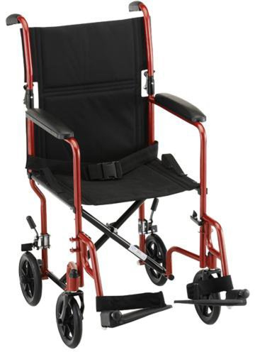 NOVA Medical Products 19 Steel Transport Wheelchair, Red