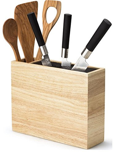 Continenta Messerblock mit flexiblem Einsatz und Utensilienbehälter, 27,5 x 9 x 21,5 cm