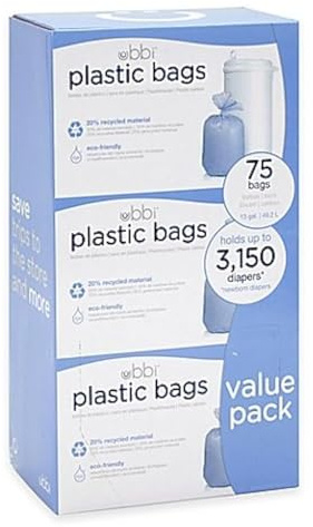 Ubbi Diaper Pail 75-Count Value Pack Plastic Bags (3 Pack)