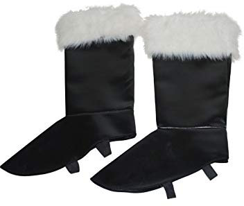 Stiefelstulpen mit Fell zum Weihnachtsmann Kostüm - Schwarz Weiß - Toll zum Nikolaus, Weihnachten oder Heiligabend Kostüm