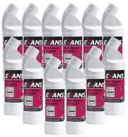 Evans Thick Heavy Duty Acidic Toilet Cleaner and Descaler 1ltr x12 Bottles