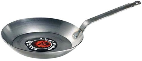 Turk Bratpfanne, Eisenpfanne, schwere Ausführung, Rand Ø 20 cm, Boden Ø 13 cm, extra hohe Randhöhe 4,0 cm, flacher Stiel, Öse zum Aufhängen