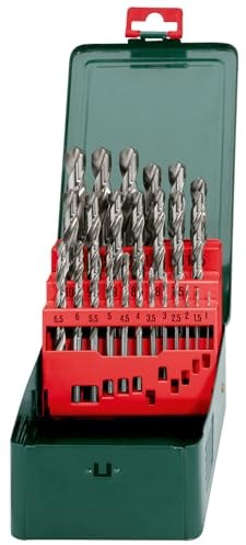 metabo HSS-G-Bohrerkassette-SP, 25-teilig, Metallbohrer-Set Ø 1-13 mm | Präzisions-Bohrer in Metallkassette für Stahlguss, Grauguss und Kunststoffe, 135° Kreuzanschliff, 0,5 mm Abstufungen