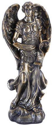 Bronce pequeño San Gabriel figura decorativa hecho de Polyresin