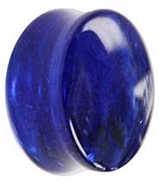 Treuheld® | 5mm Glas Ohr Plug/Flesh Tunnel | Dunkel-Blau/Marmoriert | Double Flared | Ohne Gewinde | Damen und Herren | durchsichtig