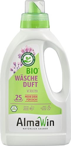 AlmaWin® Wäscheparfüm mit zitronigem Verbena-Duft & Eukalyptus [750ml] - Bio Wäscheduft Waschmaschine kombinierbar mit Flüssig- & Pulverwaschmitteln - Wäscheparfum