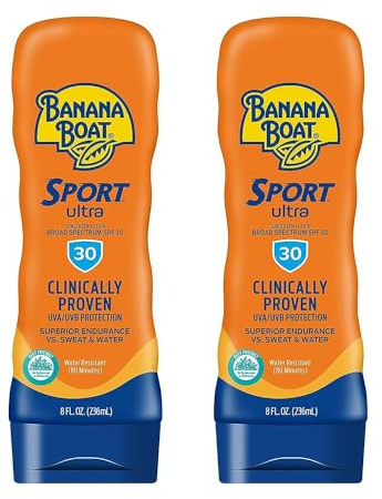 Banana Boat Sport Performance Broad Spectrum SPF 30 Sunscreen Lotion, Swim Splash - Up to 80 Minutes Water Resistant, 8 fl oz, 2-Pack