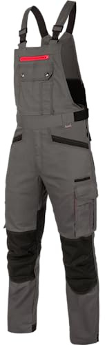 WÜRTH MODYF Arbeitslatzhose Nature - professionelle Arbeitshose für Herren - Latzhose mit Knieschutztaschen - in der Größe 50 in Grau