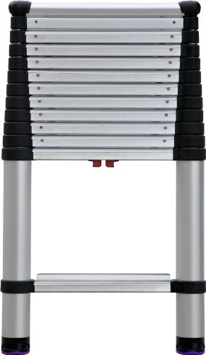 Telesteps 1600EP OSHA-konforme professionelle Teleskopleiter mit breiter Stufe, 4,9 m Reichweite, Aluminium, Silber