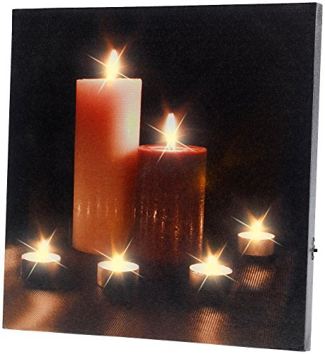 infactory LED Bild: LED-Leinwandbild mit romantischem Kerzenflackern Modern Times (Bild Kerzen, Kerzenbild, Weihnachtsbilder Beleuchtung)