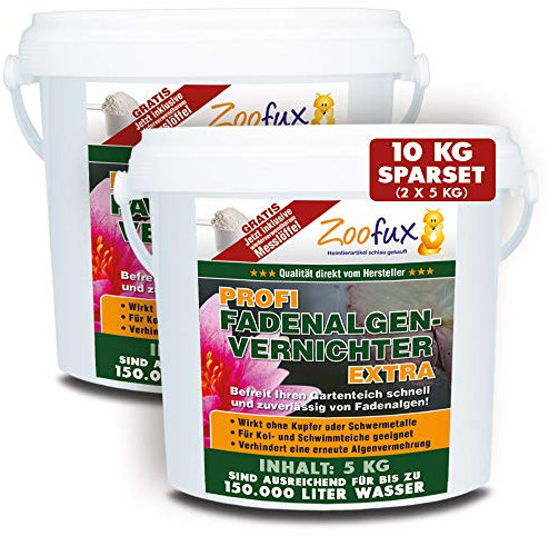 ZOOFUX Profi Gartenteich Fadenalgenvernichter EXTRA (Schneller Algenvernichter, Algenentferner, Algenmittel ohne Kupfer + Schwermetalle - Fadenalgen preiswert direkt vom Hersteller), Inhalt:10 kg