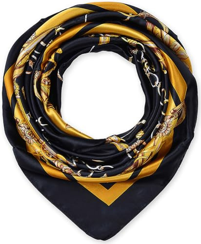 Corciova Sciarpa grande quadrata da 88,9 x 88,9 cm per capelli da donna, effetto seta, fascia per la testa ricci, bandana alla moda, foulard per dormire la notte, L