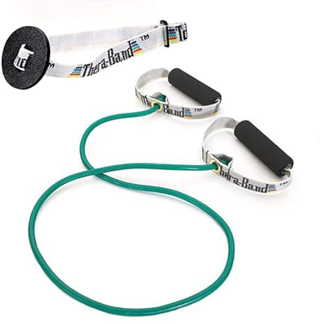 Thera-Band Tubi di resistenza in lattice professionali con maniglie per esercizi, riabilitazione e condizionamento della parte superiore del corpo, maniglie morbide, 48 pollici, Verde