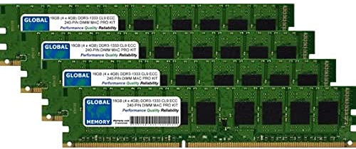 GLOBAL MEMORY 16GB (4 x 4GB) DDR3 1333MHz PC3-10600 240-PIN ECC DIMM (UDIMM) Memoria RAM Kit para Apple Mac Pro (Mediados 2010-2012)