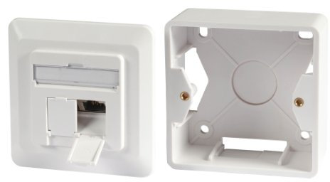 SCENetwork Netzwerk STP Aufputzdose und Unterputzdose, Kombidose, CAT6 Class E, 2X RJ45, Datendose, inkl. Abdeckrahmen und Aufputzbecher