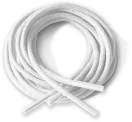 Round Waxed Cotton Thin Shoelaces 2.5mm Wide 75cm 100cm 125cm Long Dress Wax Cord Laces Brogues Shoes Boot (75cm, White)…