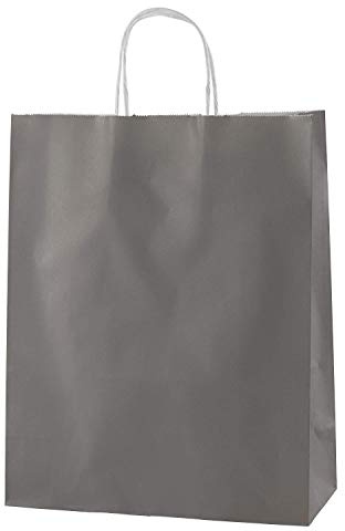 Thepaperbagstore 25 graue mittelgroße Papiertüten mit Henkel 25 x 11 x 31cm | Starke, recycelbare Kraftpapiertüten mit stabilen Griffen, ideal für Geschenke, Einzelhandel, Partys und Events.