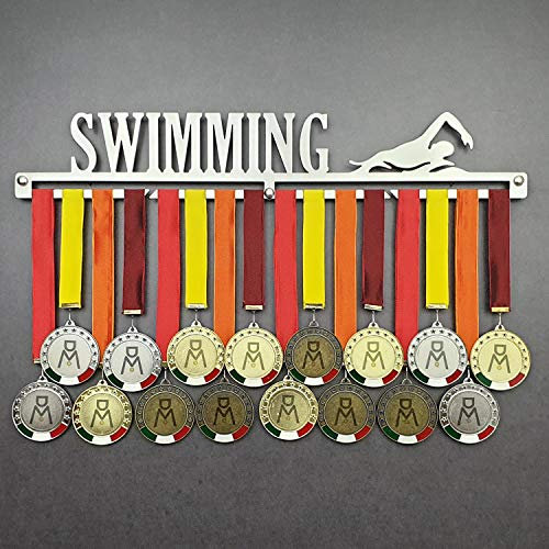 MEDALdisplay Swimming - Medaillen Aufhänger Frau - Wandhalterung für Sportmedaillen Schwimmen, Schwimme - Medaillenhalter - Sport Medal Hanger (F 750 mm x 115 mm x 3 mm)