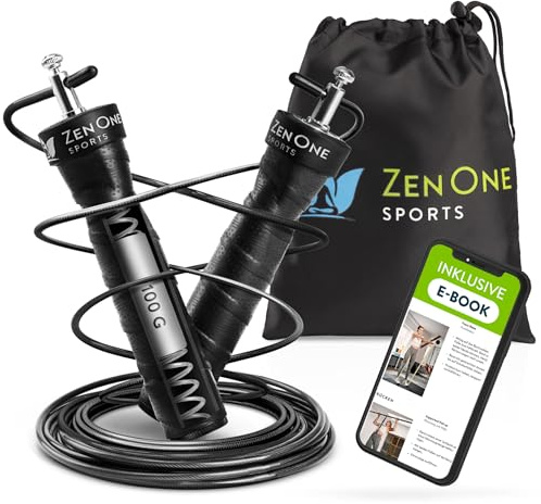 ZenOne Sports® Springseil I Jump Rope für Erwachsene I Speed Rope mit 360° Kugellager & robustem Stahlseil I 3m Fitness Springseil verstellbar - Ideal für Boxer-, Doppel- Kreuz-Sprung & mehr