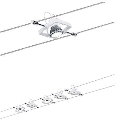 Paulmann sistema di cavi per faretti Mac II, 94134, bianco, 5 punti luce con cavi e trafo, max. 10 W, GU 5,3, lampadine non incluse