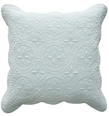 Calla Angel Sage Garden Luxury Pure Cotton Quilted Pillow Sham, Euro, 26x26, Light Aqua