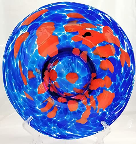 Oberstdorfer Glashütte Bowl blue orange large glass shell handmade modern Design Height approx 28 cm
