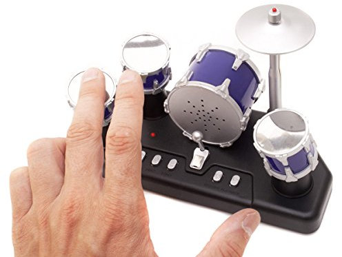 GOODS+GADGETS Elektrisches Mini Schlagzeug - Elektronische Micro Finger-Drums mit Aufnahmefunktion Mini Drum-Kit zum spielen mit den Fingern