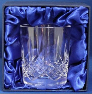 A Fully Cut, 24% Lead Crystal Whisky Tumbler Glass, Boxed,