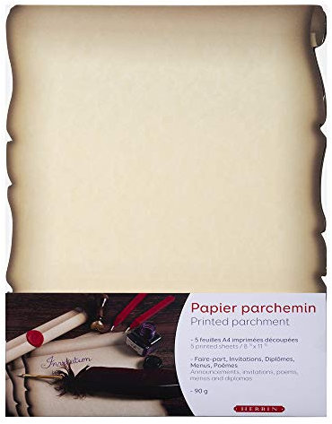 Herbin 427B - Pack of 5 sheets of printed parchment paper A4