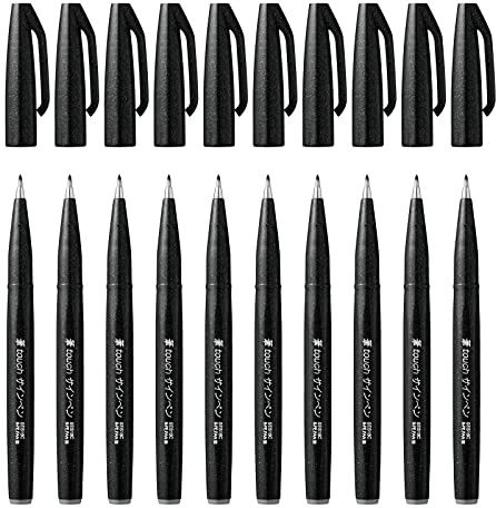 Pentel SES15C-A Lot de 10 Stylos-feutres Noir