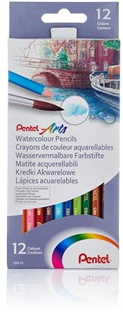 Pentel CB9-12U Bunstifte - wasserlöslich, 12 Farben, aus FSC-zertifiziertem Holz