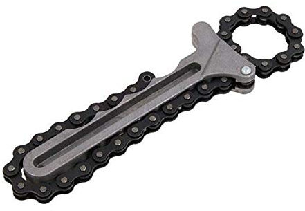 Neilsen CT2385 Oil Filter Wrench - 8.5in/215mm Length with Steel Chain and Durable Aluminum Handle for Filters up to 120mm