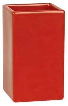 Spirella - Gobelet Céramique Quadro - Accessoire Pratique et Esthétique pour Votre Salle de Bain - Facile à Nettoyer et particulièrement résistant à l'humidité - Rouge