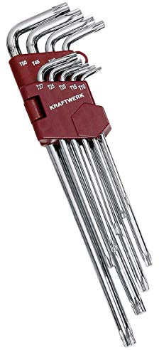 KRAFTWERK Torx Schraubendreher Set 9-tlg. | Torx Schlüsselsatz T10 - T50 | Winkelschraubendreher in langer Ausführung | KRAFTWERK Torx Schlüssel Art. Nr. 3607