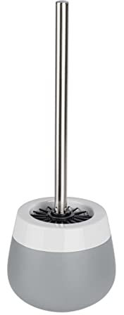 WENKO WC-Garnitur Malta Grau/Weiß Keramik - WC-Bürstenhalter, Keramik, 14 x 38.5 x 14 cm, Grau, Grau / Weiß, 38.5 x 14 x 14 cm