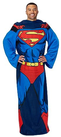 Northwest Comfy Throw DC-Coperta con Maniche Player, Poliestere, Azione Superman, Adult-48 x 71 Inches