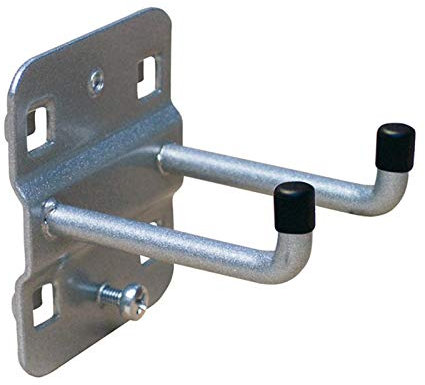 ADB Werkzeughalter Lochwand Haken Halter 35, 50, 75, 150, 200 mm doppelt mit senkrechten Hakenende, Farbe (RAL):Weissaluminium (RAL 9006), Länge:150 mm