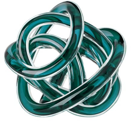 Torre & Tagus Orbit mundgeblasene Glas-Skulptur mit Unendlichkeitsknoten, 7,6 cm, Glaskunst, Deko-Kugel für Heimdekoration, Kleiner Tafelaufsatz, Tischdekoration für Zuhause (klares Blaugrün)