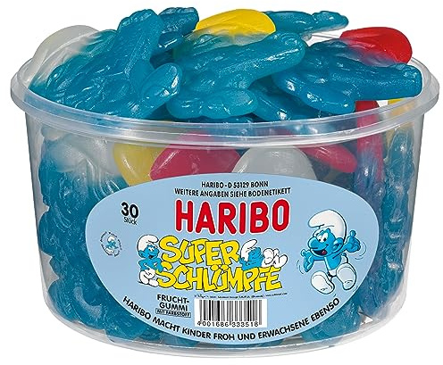 Haribo Super Schtroumpf 30 pièces en boîte ronde, 1440g
