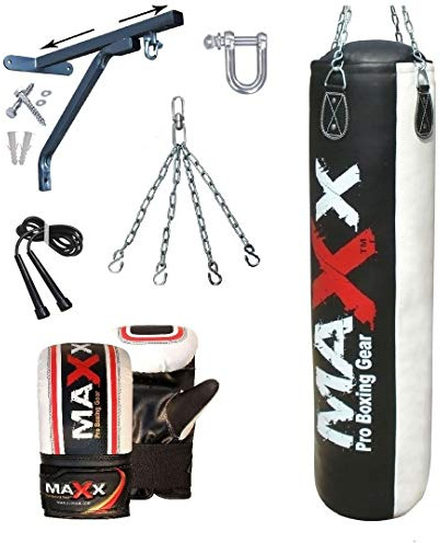 Rex Leather Bag Sandsack, 121 cm, rot, mit Wandhalterung und Handschuhen