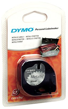 Dymo Set 5 Kassetten Band LetraTag métallic 12 mm x 4 m schwarz auf silber