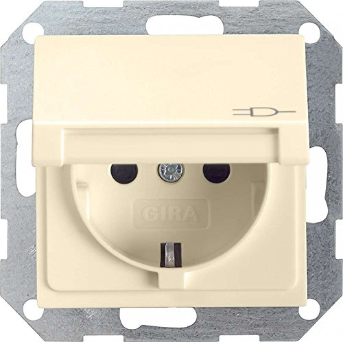 Gira 045401 Schuko Steckdose Klappdeckel System 55, cremeweiß