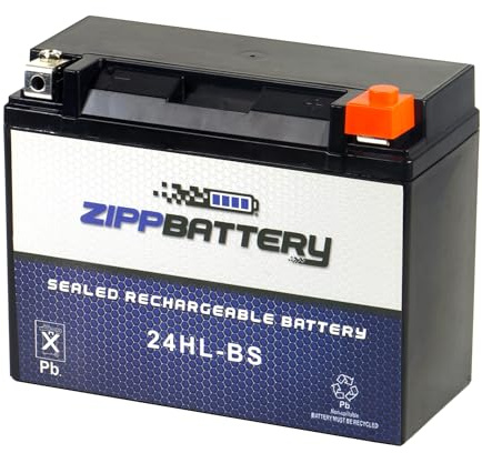 ZIPPBATTERY 24HL-BS Maintenance-Free 12V 21Ah Battery Replacement for ATV, Motorcycle, Jet Skis, Scooter, UTV, and More - Nut and Bolt (T3) Terminal