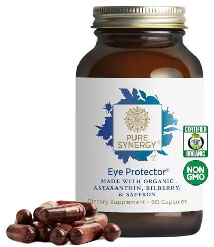 PURE SYNERGY Eye Protector | 100% Natural, Vegan Eye Health Supplement | with Organic Astaxanthin, Lutein, & Zeaxanthin | for Healthy Vision (60 Capsules)