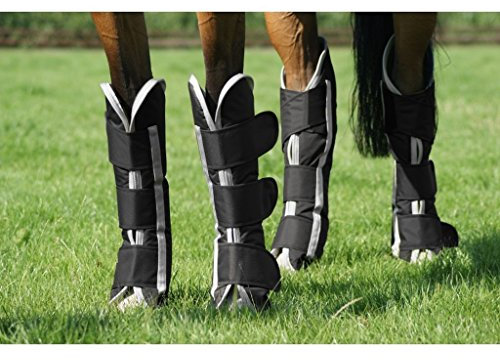 QHP Transportgamaschen 4er Set aus Ripstopmaterial schwarz Klettverschlüsse (Pony)