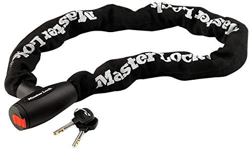 MASTER LOCK Motorcycle Chain Lock [Key] [1 m Chain] 8291EURDPS - Ideal for Motorcycle Black